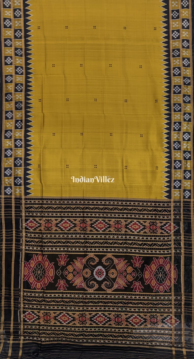Mustard Yellow Double Border Pasapalli Khandua Silk Saree