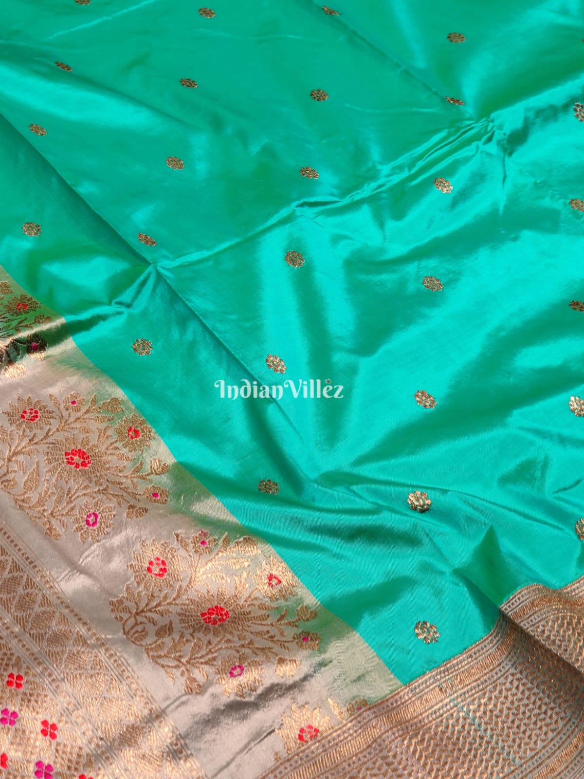 Sea Green Pure Banarasi Katan Silk Saree
