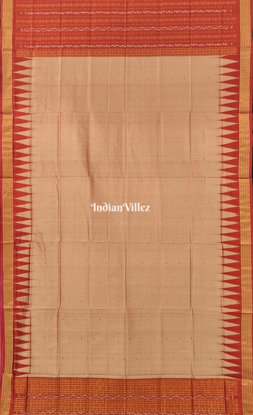Orange and Beige Bomkai Sambalpuri Ikat Silk Saree with Patli Design