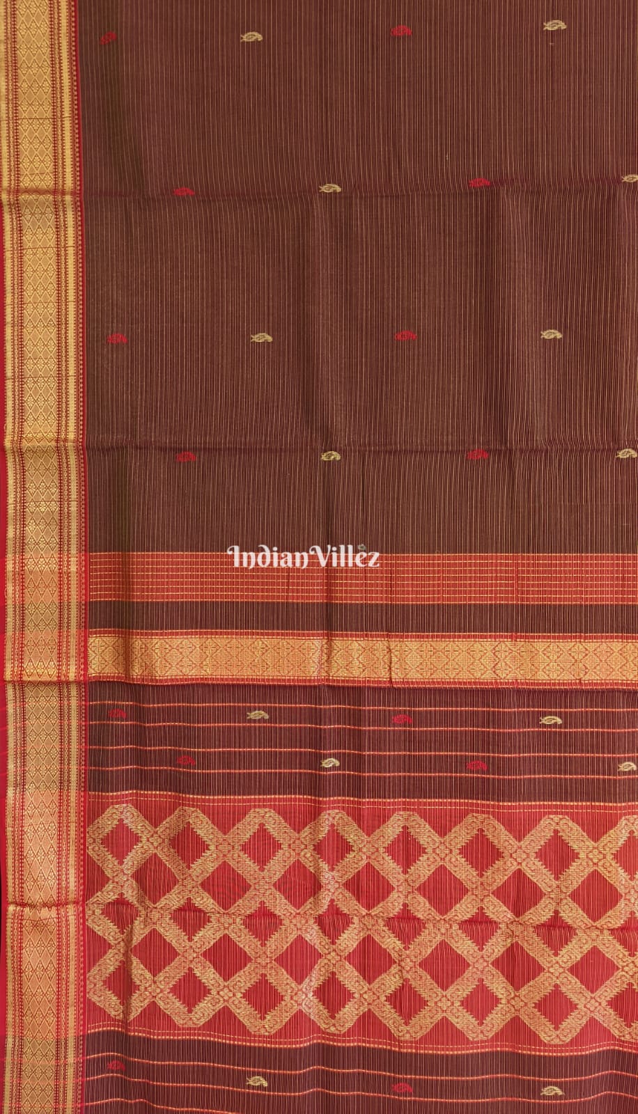 Chocolate Brown Maheshwari Silk Saree