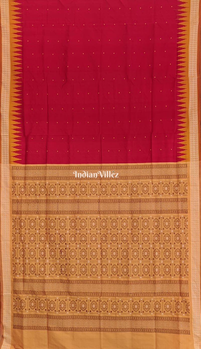 Red Bomkai Sambalpuri Silk Saree