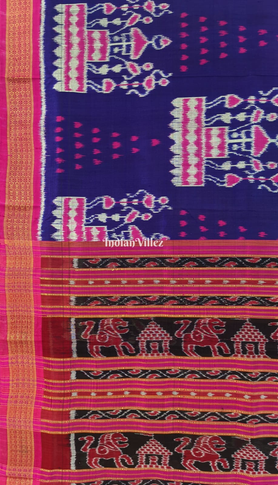 Blue Tribal Jhoti Theme Odisha Handloom Khandua Silk Saree