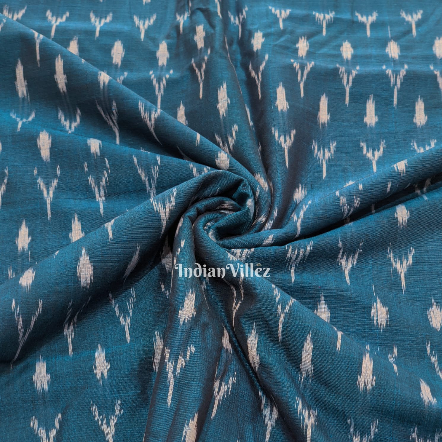 Blue Handwoven Cotton Pochampally Ikat Fabric