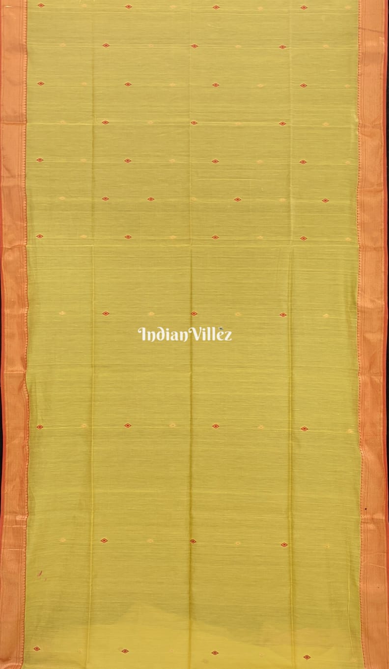 Yellow Maheshwari Handloom Cotton*Silk Saree