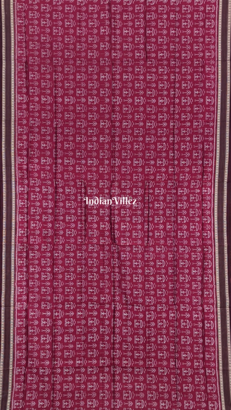 Maroon Tribal Odisha Handloom Sambalpuri Ikat Silk Saree