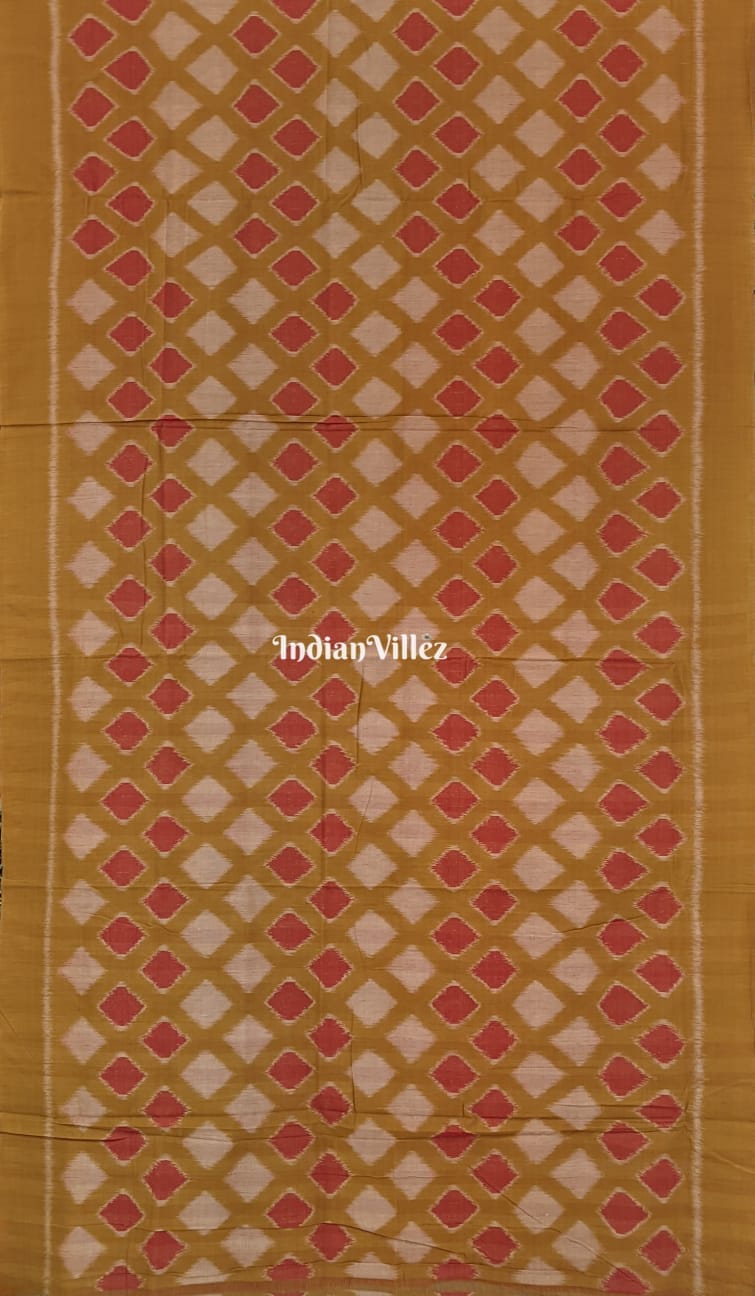 Chartreuse Green Sambalpuri Ikat Maniabandha Cotton Saree
