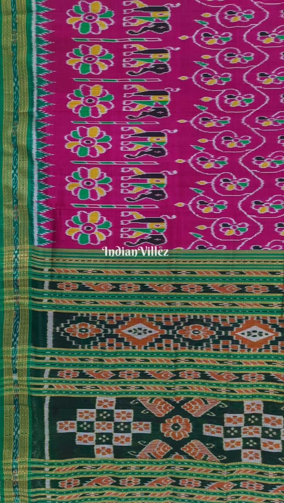 Rani Pink Odisha Ikat Khandua Silk Saree