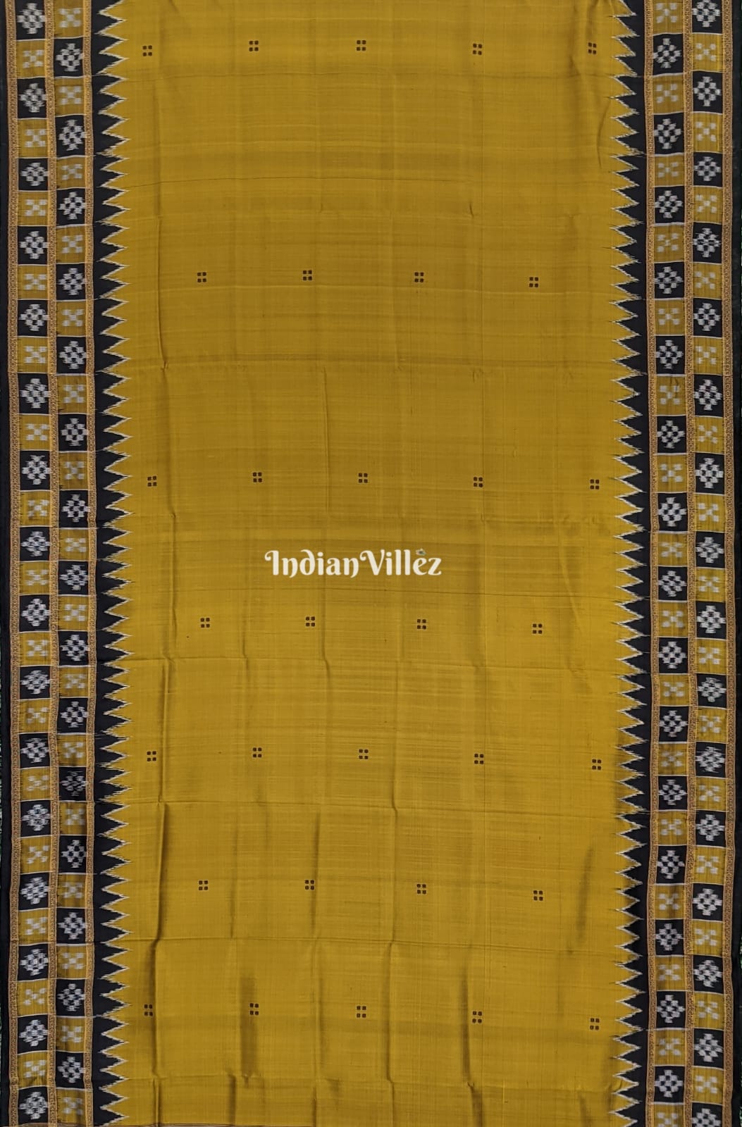 Mustard Yellow Double Border Pasapalli Khandua Silk Saree