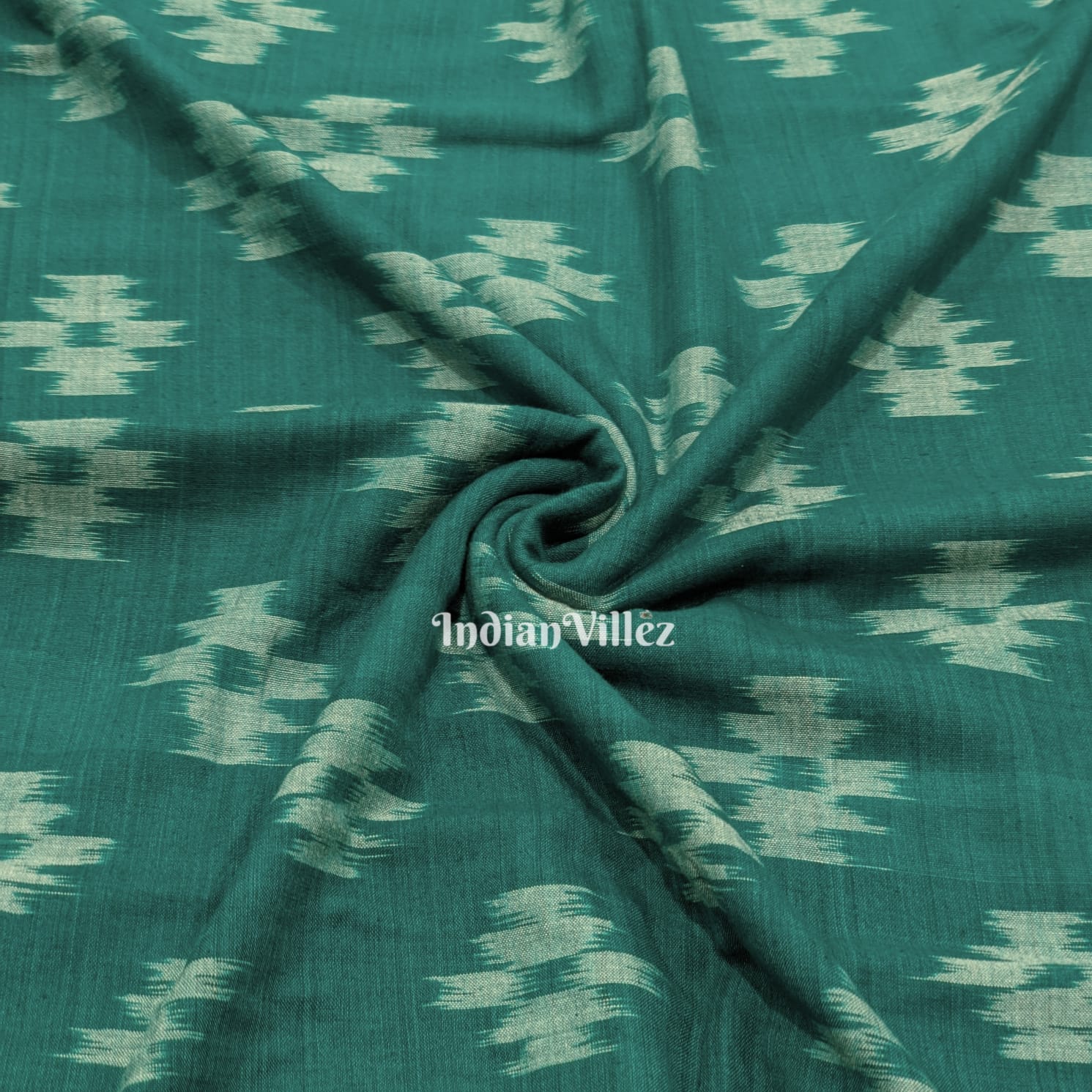 Rama Green Odisha Ikat Sambalpuri Cotton Fabric