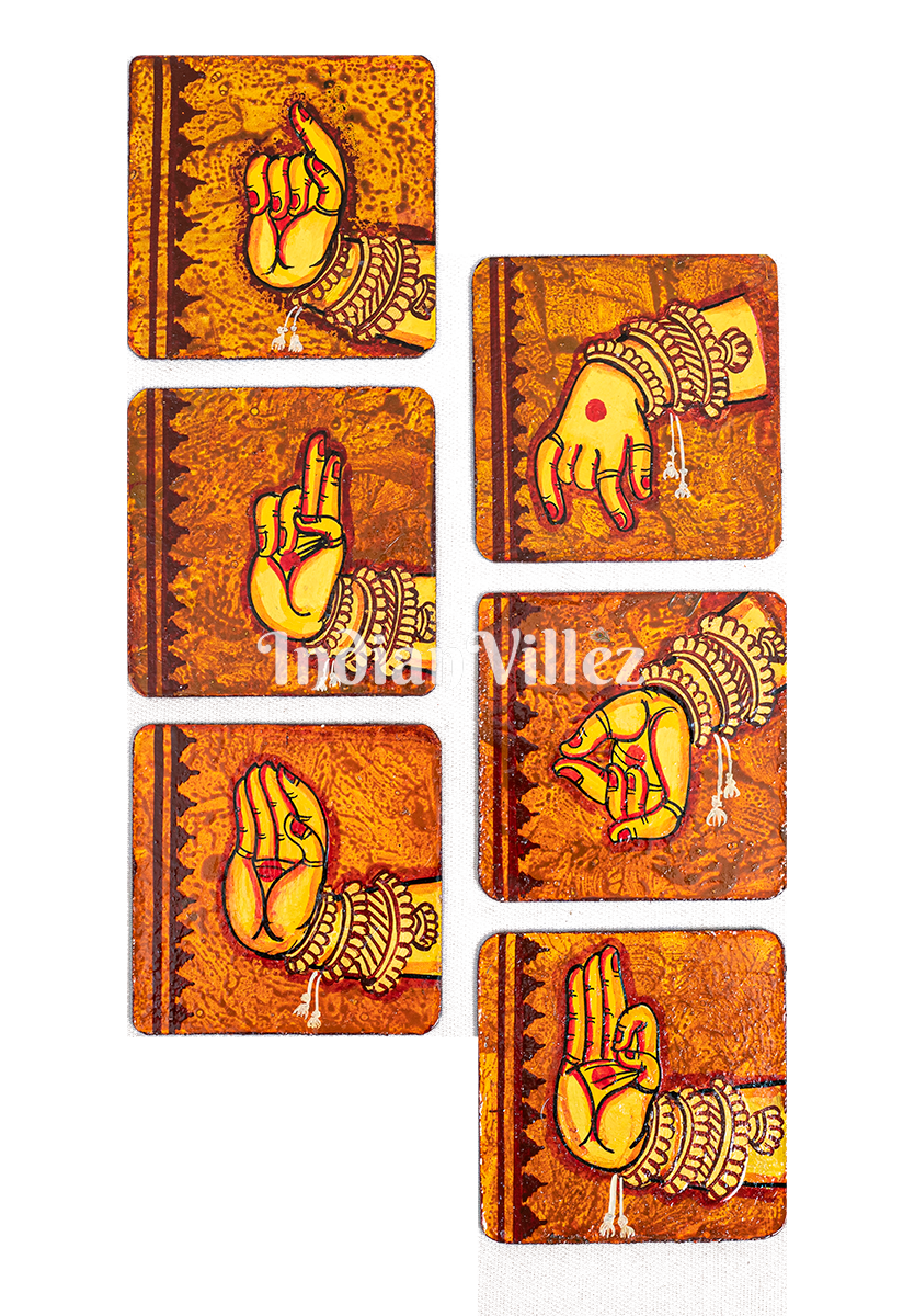 Mudra Pattachitra Hand-Painted Tray Coaster Set