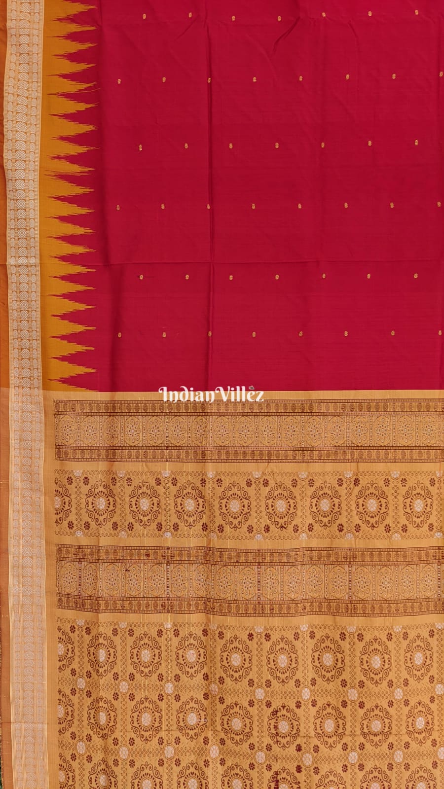 Red Bomkai Sambalpuri Silk Saree