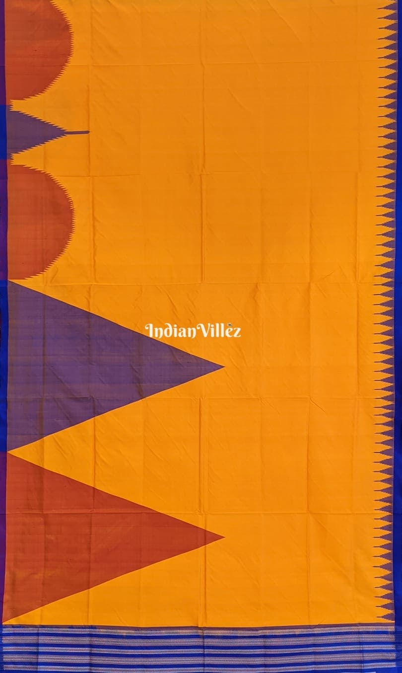 Mustard Pyramid Odisha Handloom Sambalpuri Silk Saree