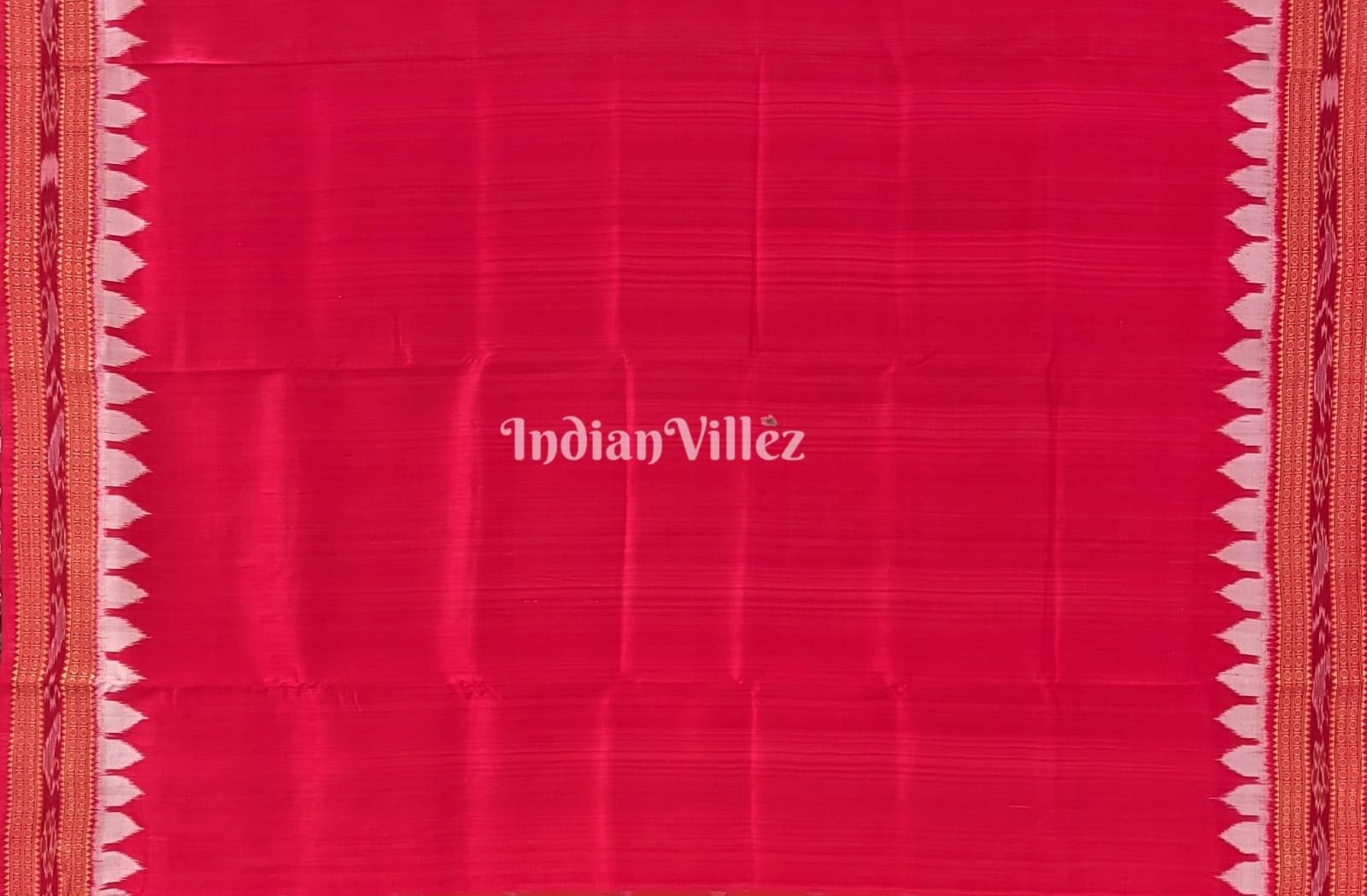 Orange Red Odisha Ikat Khandua Silk Saree