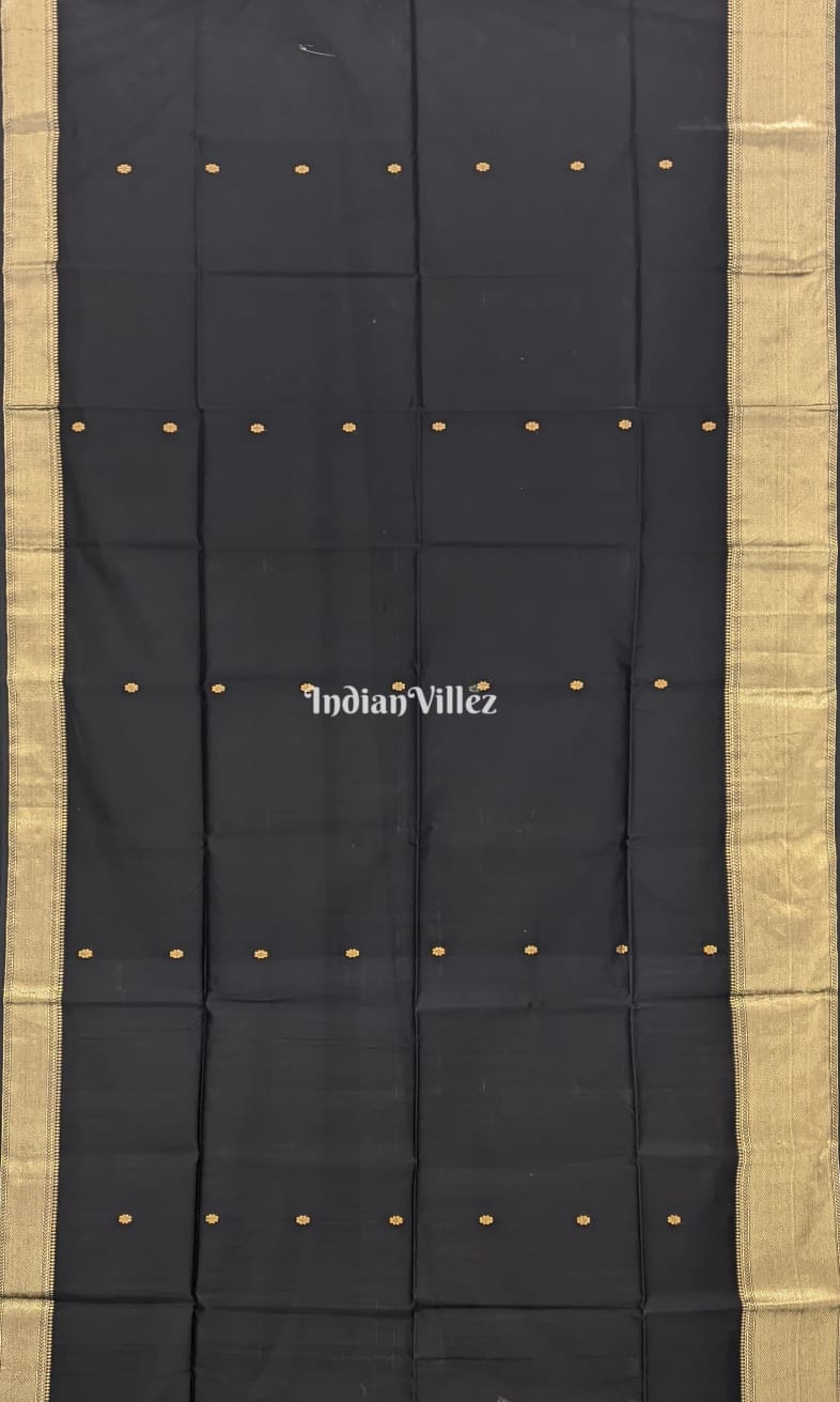 Black Maheshwari Handloom Silk*Cotton Saree