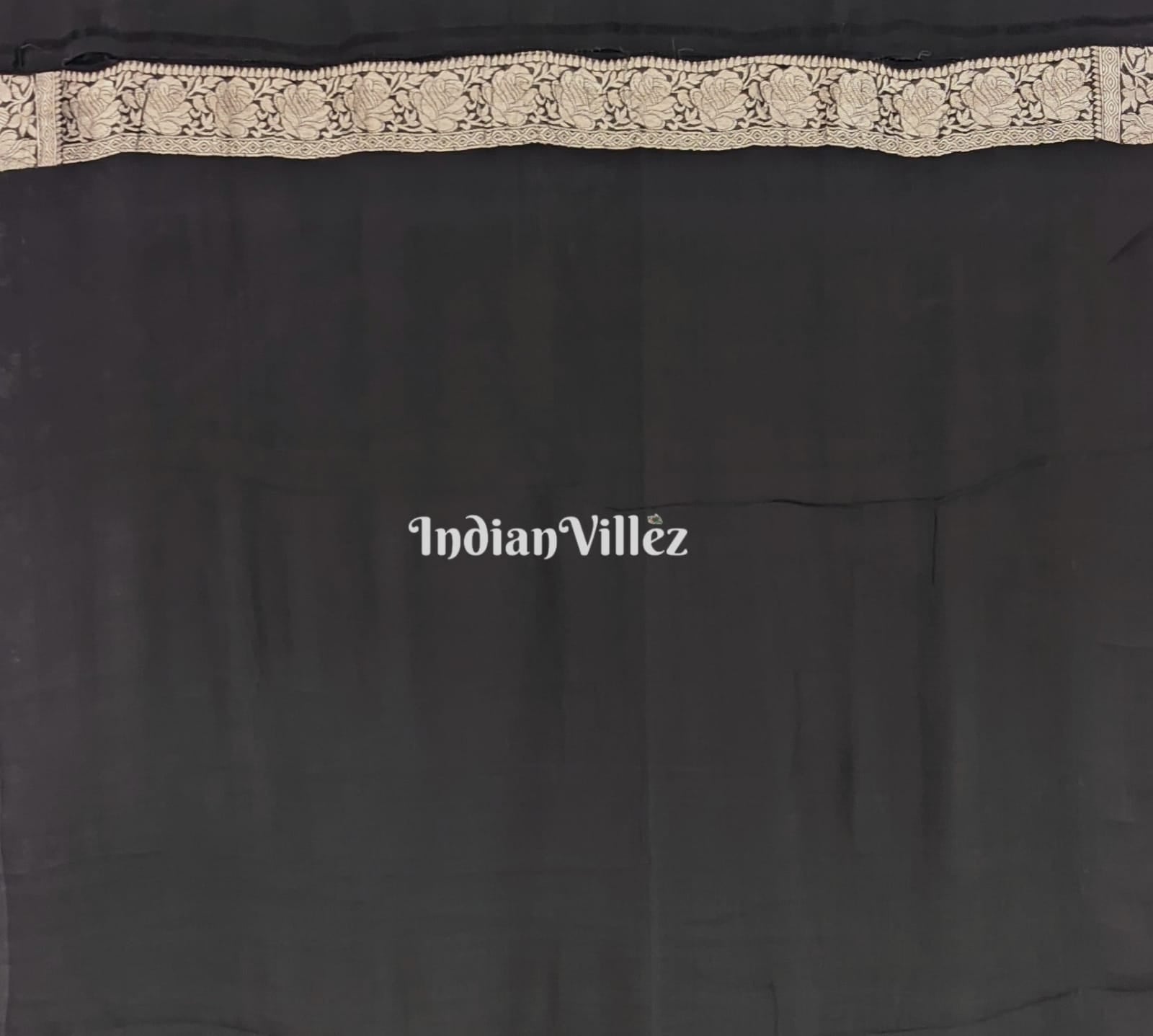 Black Banarasi Khaddi Chiffon Saree