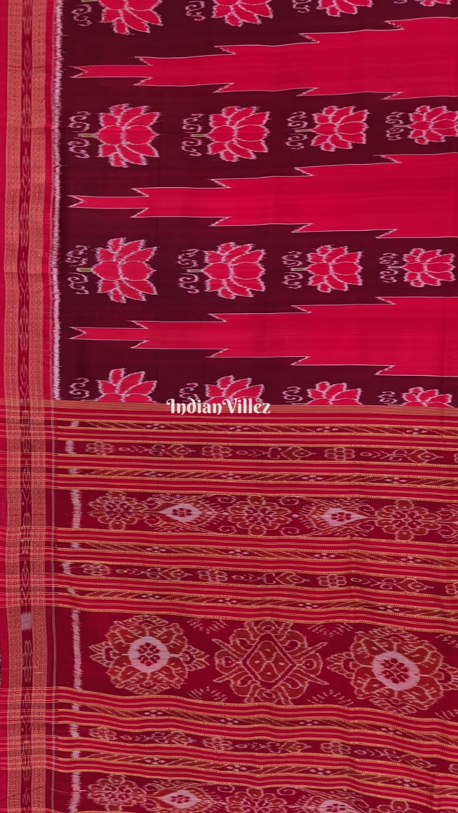 Red Lotus Odisha Handloom Khandua Silk Saree