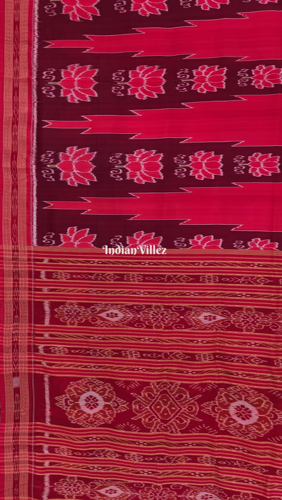 Red Lotus Odisha Handloom Khandua Silk Saree