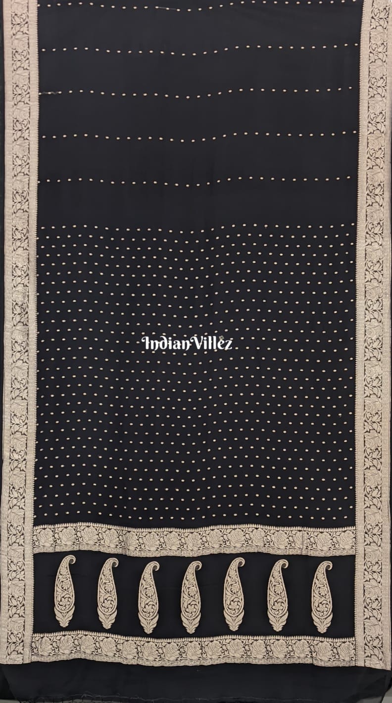 Black Banarasi Khaddi Chiffon Saree