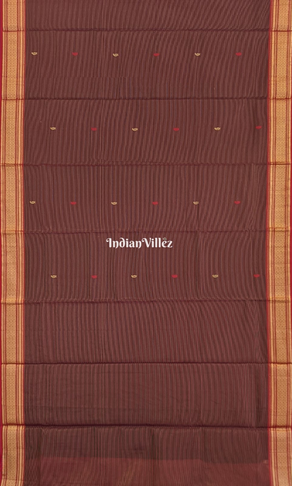 Chocolate Brown Maheshwari Silk Saree