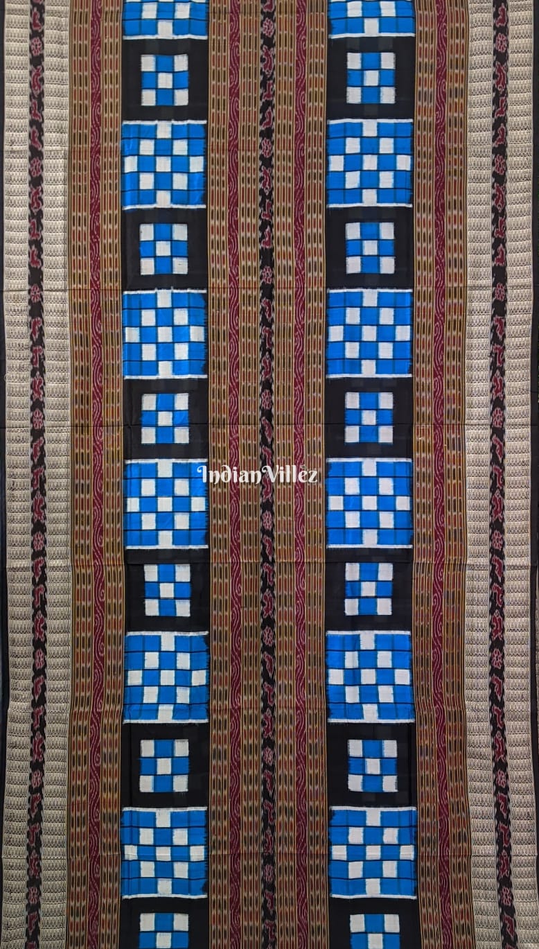 Blue Black Odisha Ikat Pasapalli Bichitrapuri Silk Saree