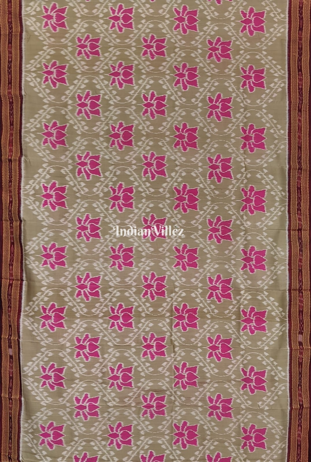 Pista Green Lotus Odisha Handloom Khandua Silk Saree
