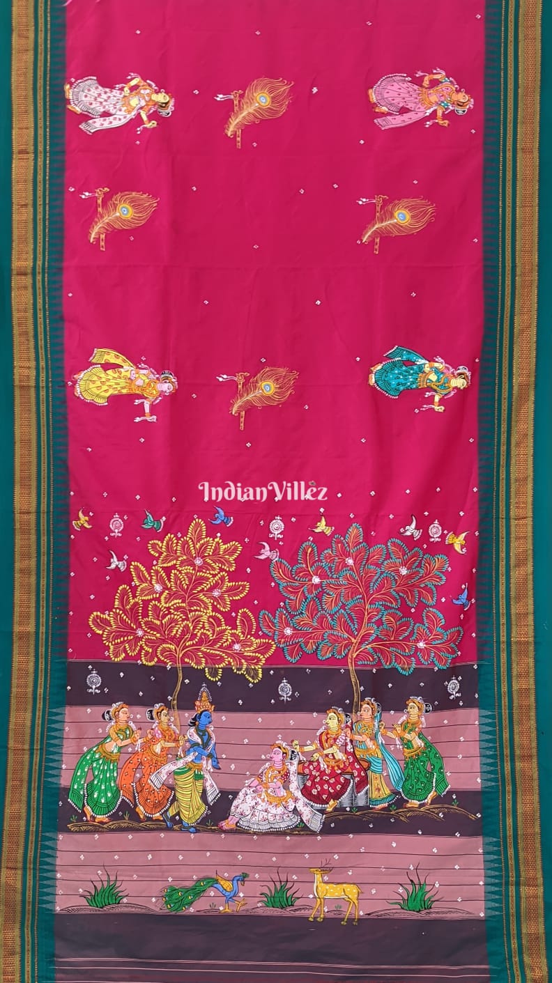 Rani Color Pattachitra South Ilkal Silk Saree