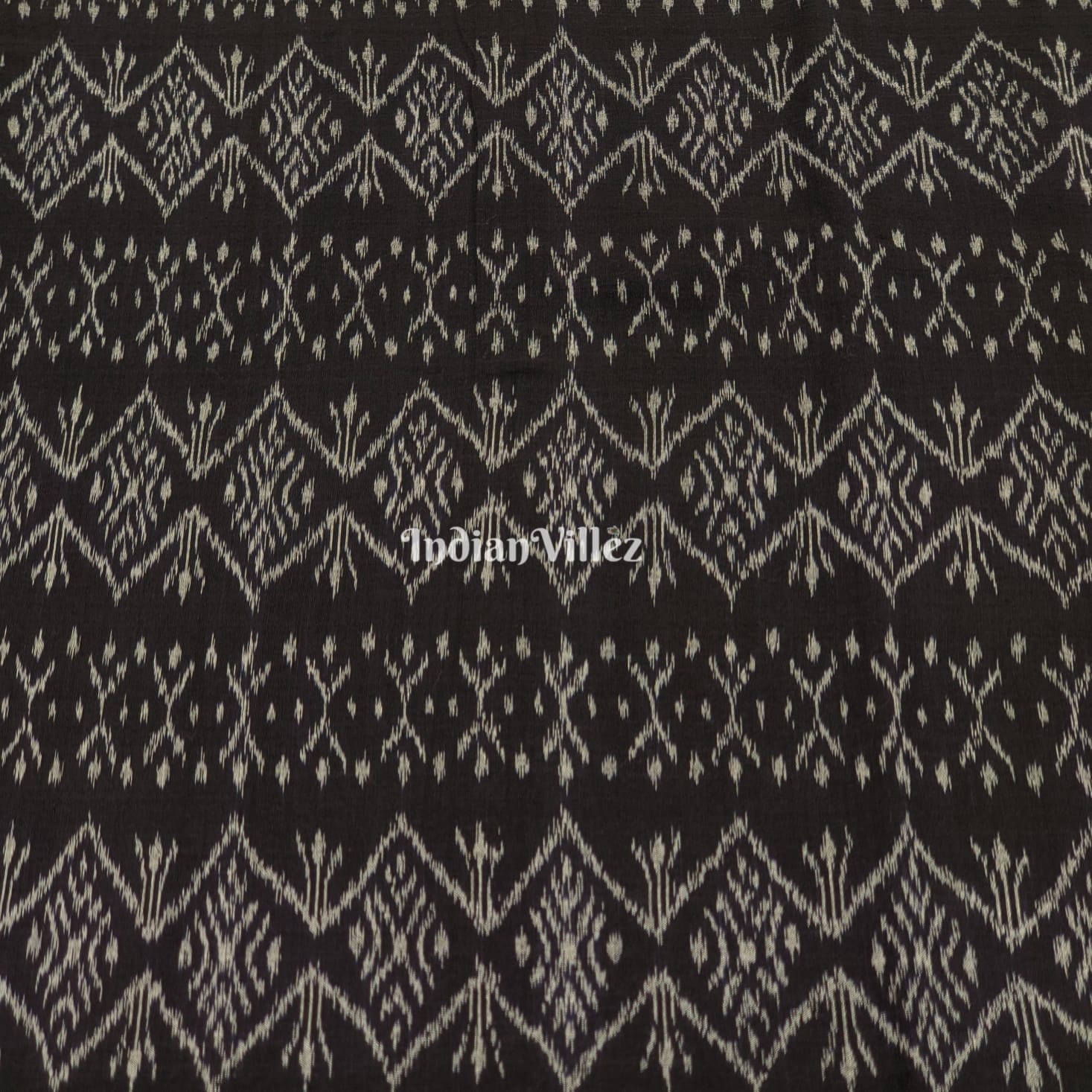 Black Sambalpuri Ikat Cotton Fabric