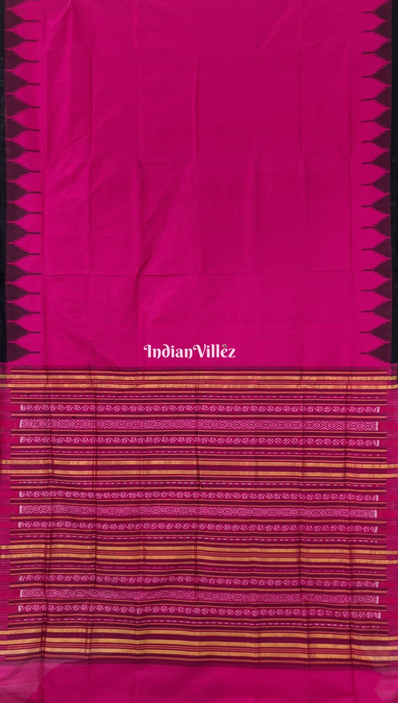 Pink Stripes Sambalpuri Ikat Silk saree with Zari Tissue Pallu