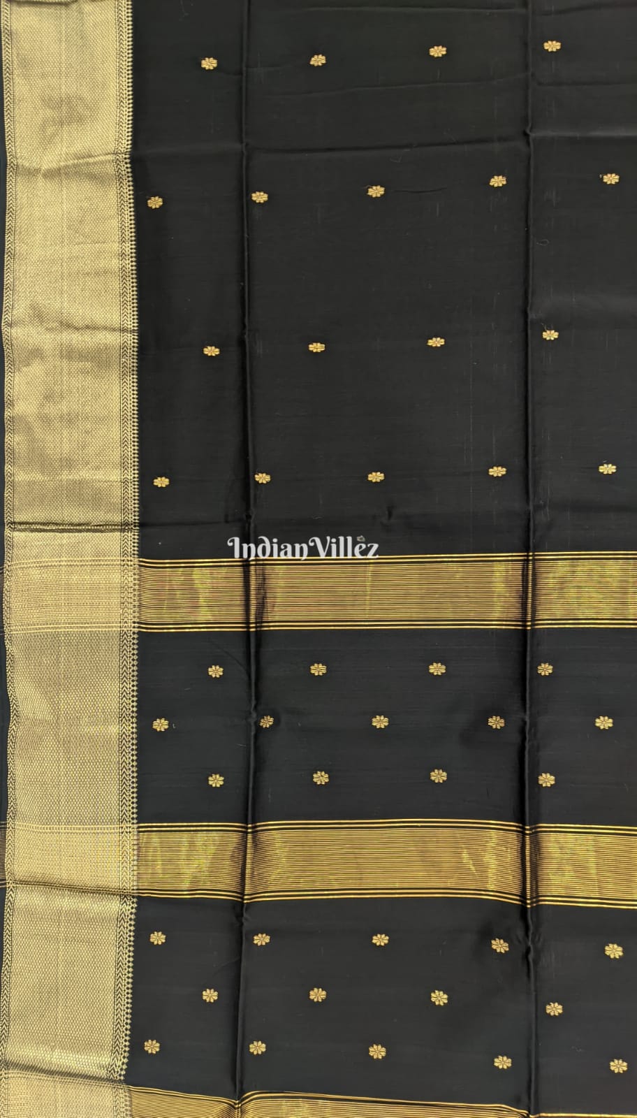 Black Maheshwari Handloom Silk*Cotton Saree
