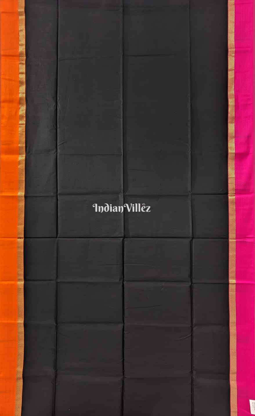 Black Maheshwari Handloom Saree