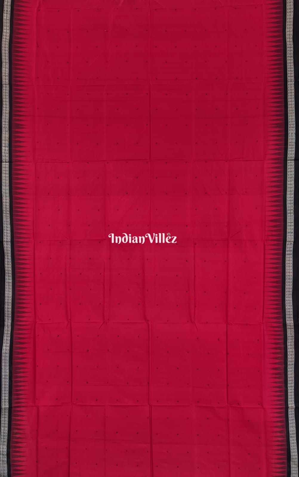 Red Sambalpuri Ikat Bomkai Silk Saree with  Fish Anchal