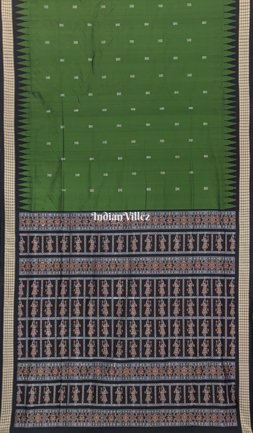 Bottle Green Tribal Anchal Bomkai Silk Saree 