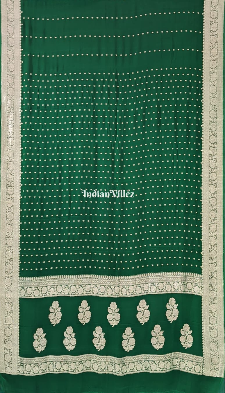 Green Banarasi Khaddi Chiffon Saree