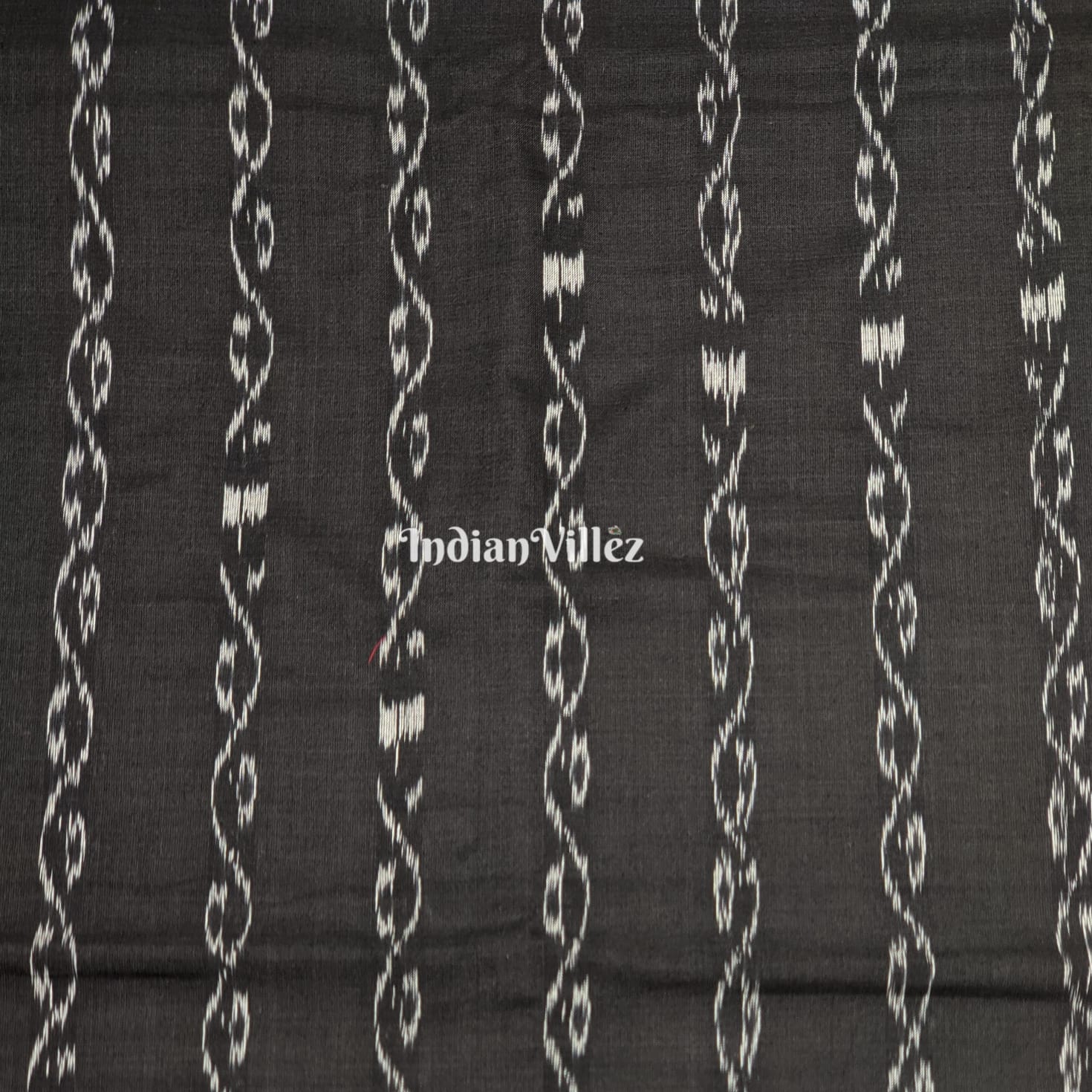 Black Tipa Design Sambalpuri Ikat Cotton Fabric