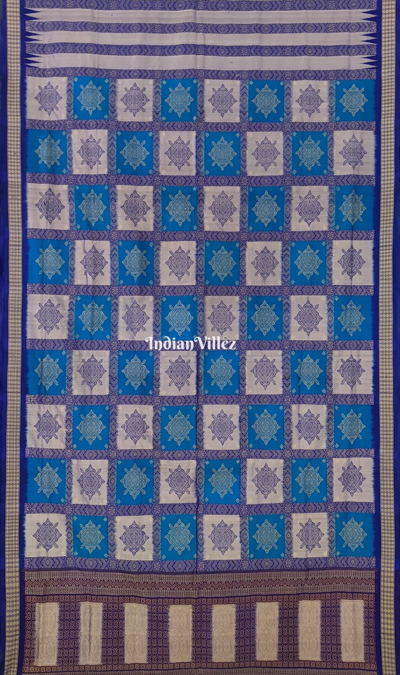 Blue Bomkai Sambalpuri Ikat with Patli Handloom Silk Saree
