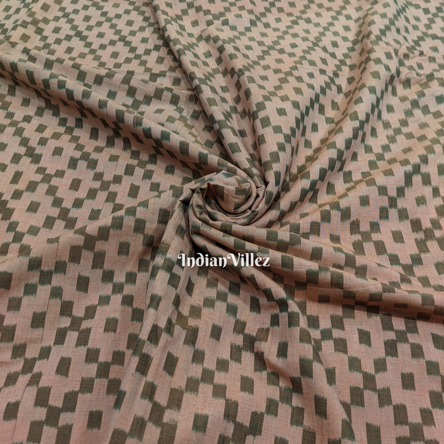 Camel Color Odisha Handloom Cotton Ikat Fabric