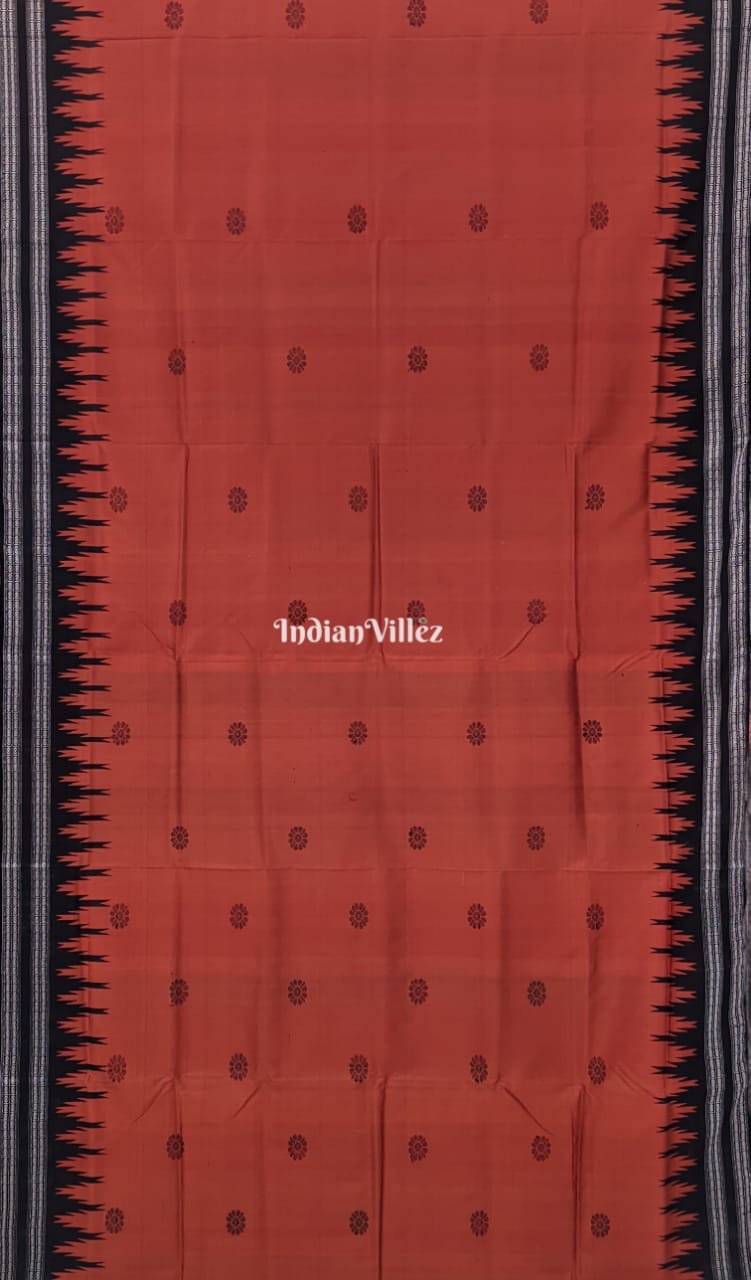 Cinnamon Color Flower Motif Double Pallu Berhampuri Silk Saree