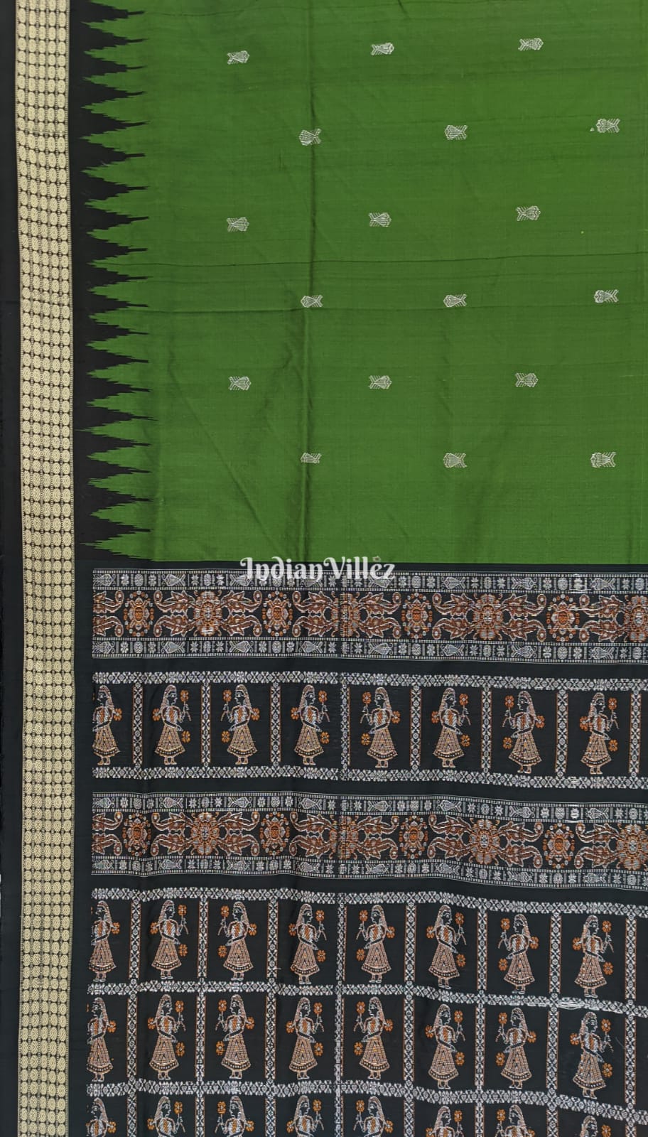 Bottle Green Tribal Anchal Bomkai Silk Saree 