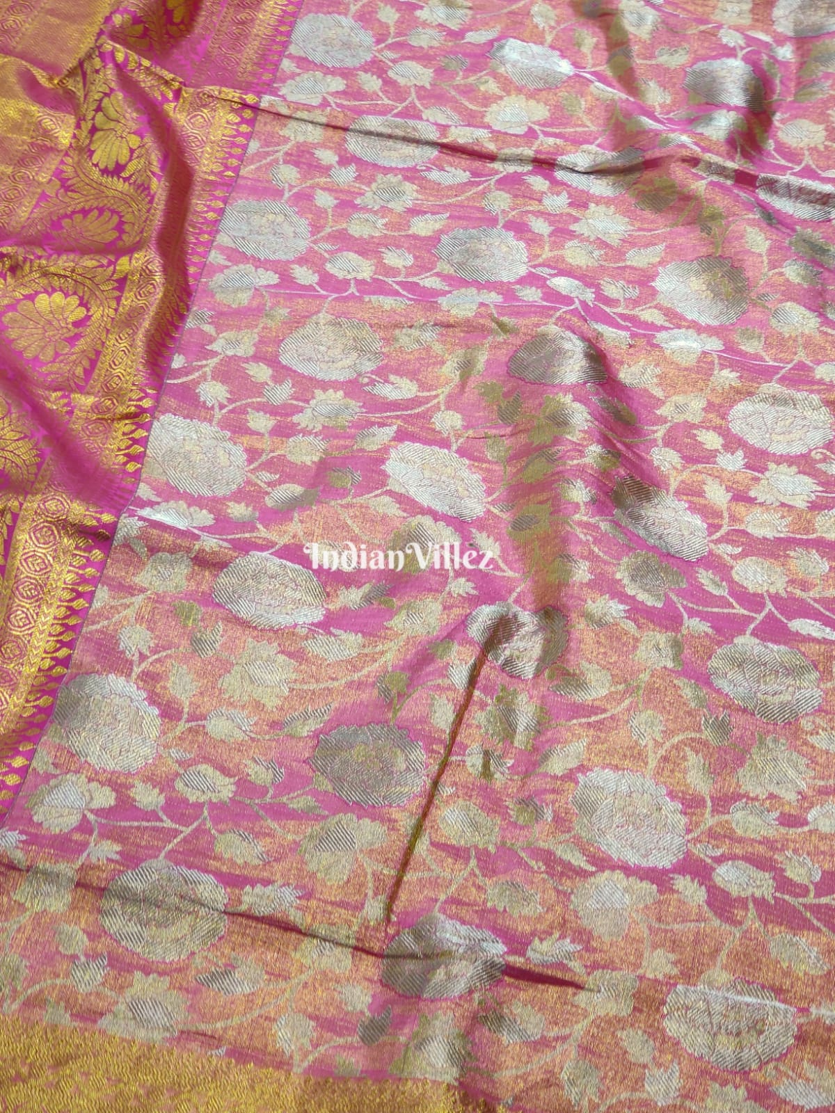 Rani Pink Kanchipuram Tissue Silk Saree