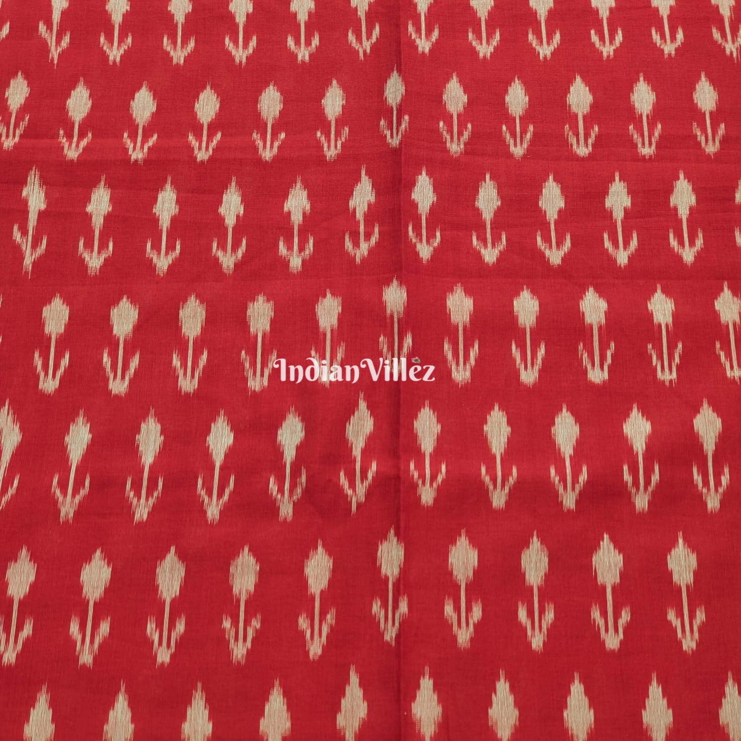 Red Handwoven Pochampally Ikat Cotton Fabric
