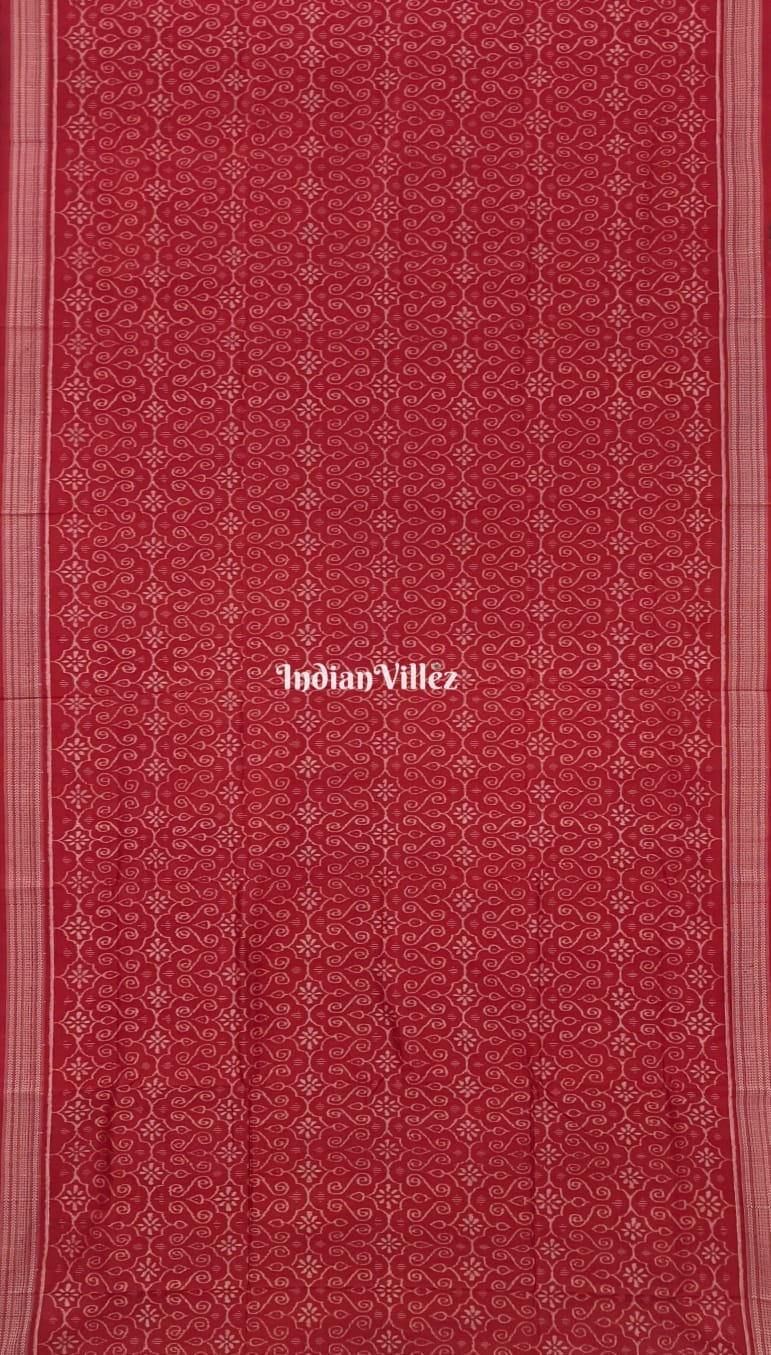 Red Odisha Handloom Natural Dyed Sambalpuri Silk Saree