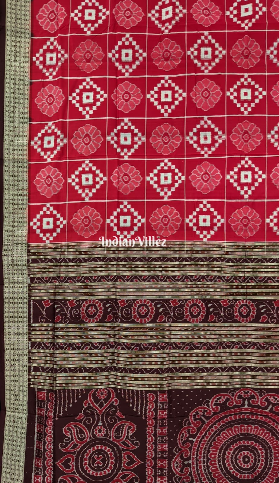 Red Body Flower Pasapalli Sambalpuri Silk Saree
