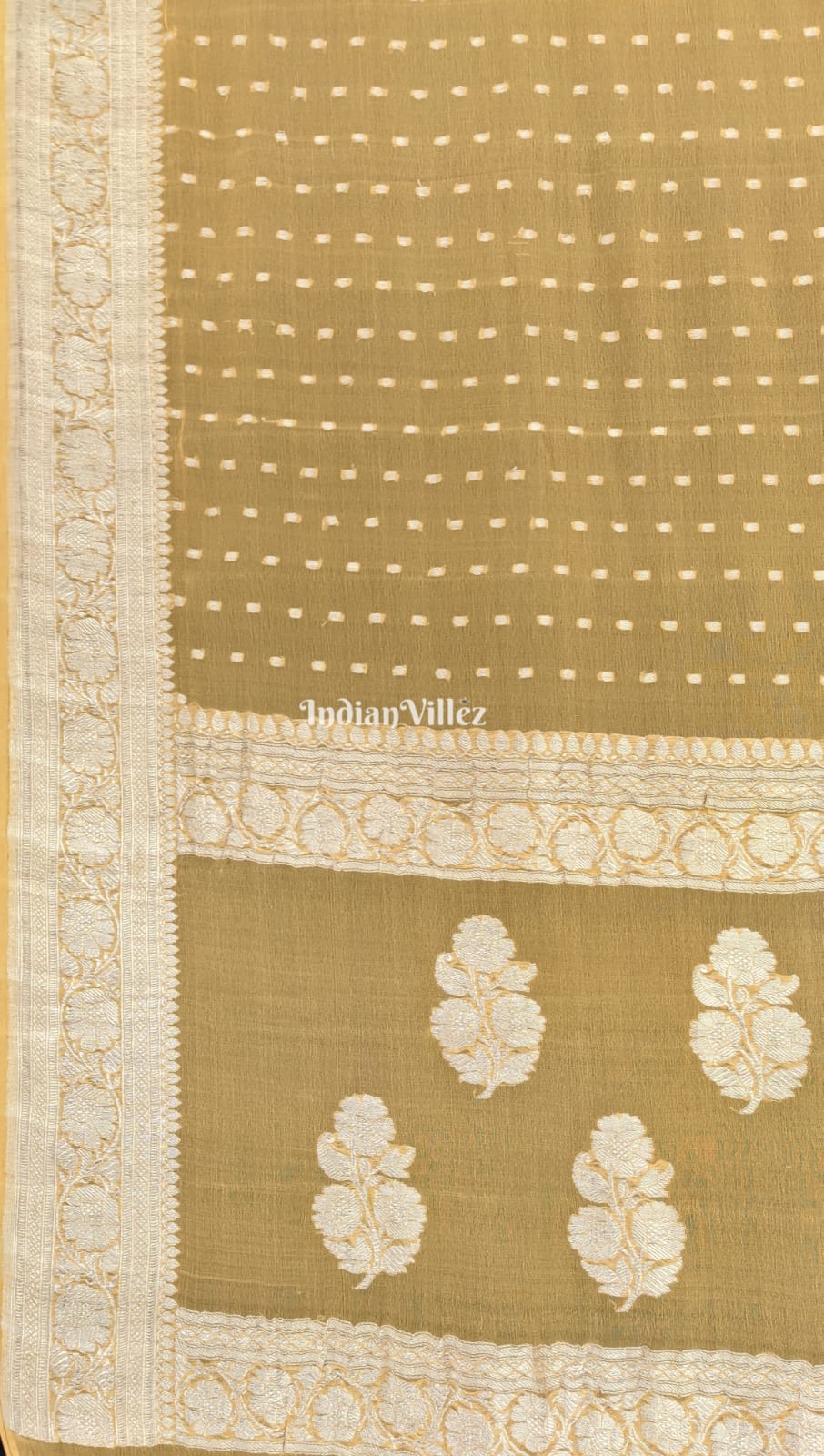 Yellow Banarasi Handloom Khaddi Chiffon Saree