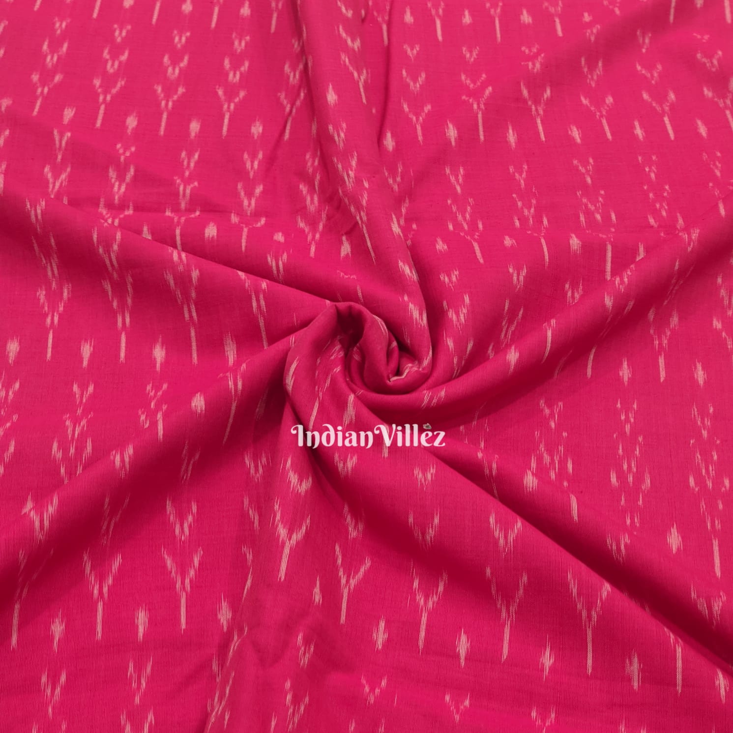 Rani Pink Handwoven Cotton Pochampally Ikat Fabric