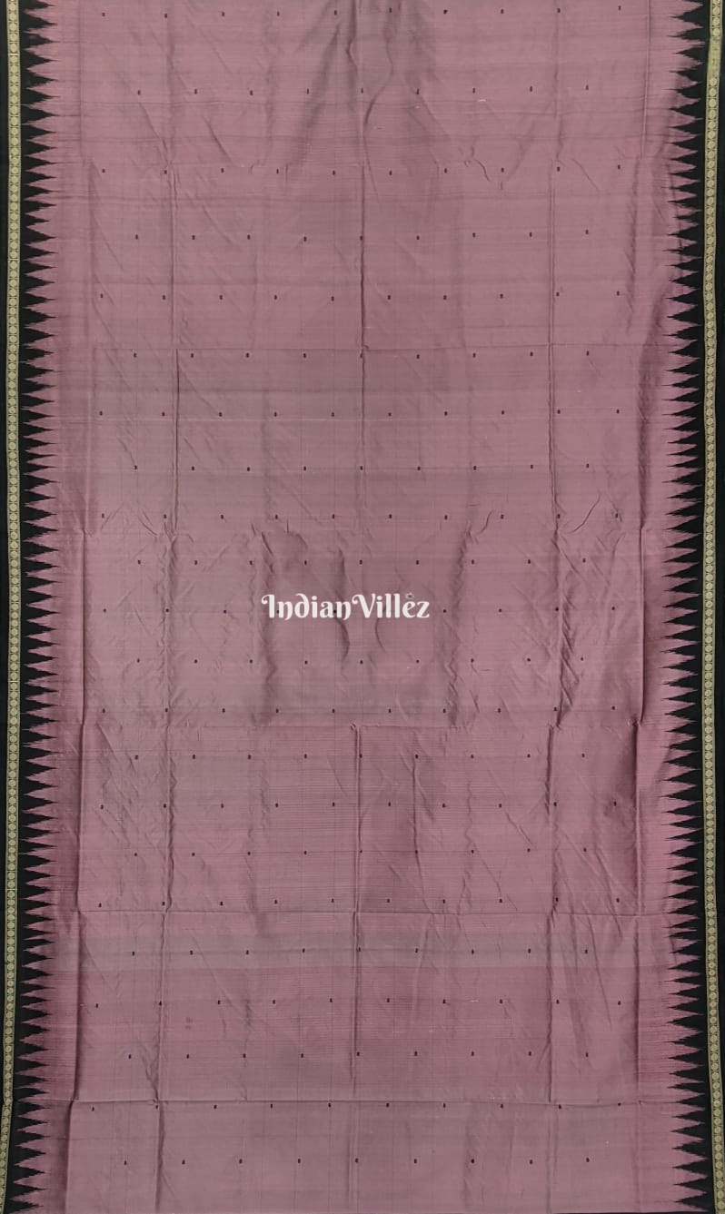 Mauve Black Odisha Ikat Bomkai Silk Saree