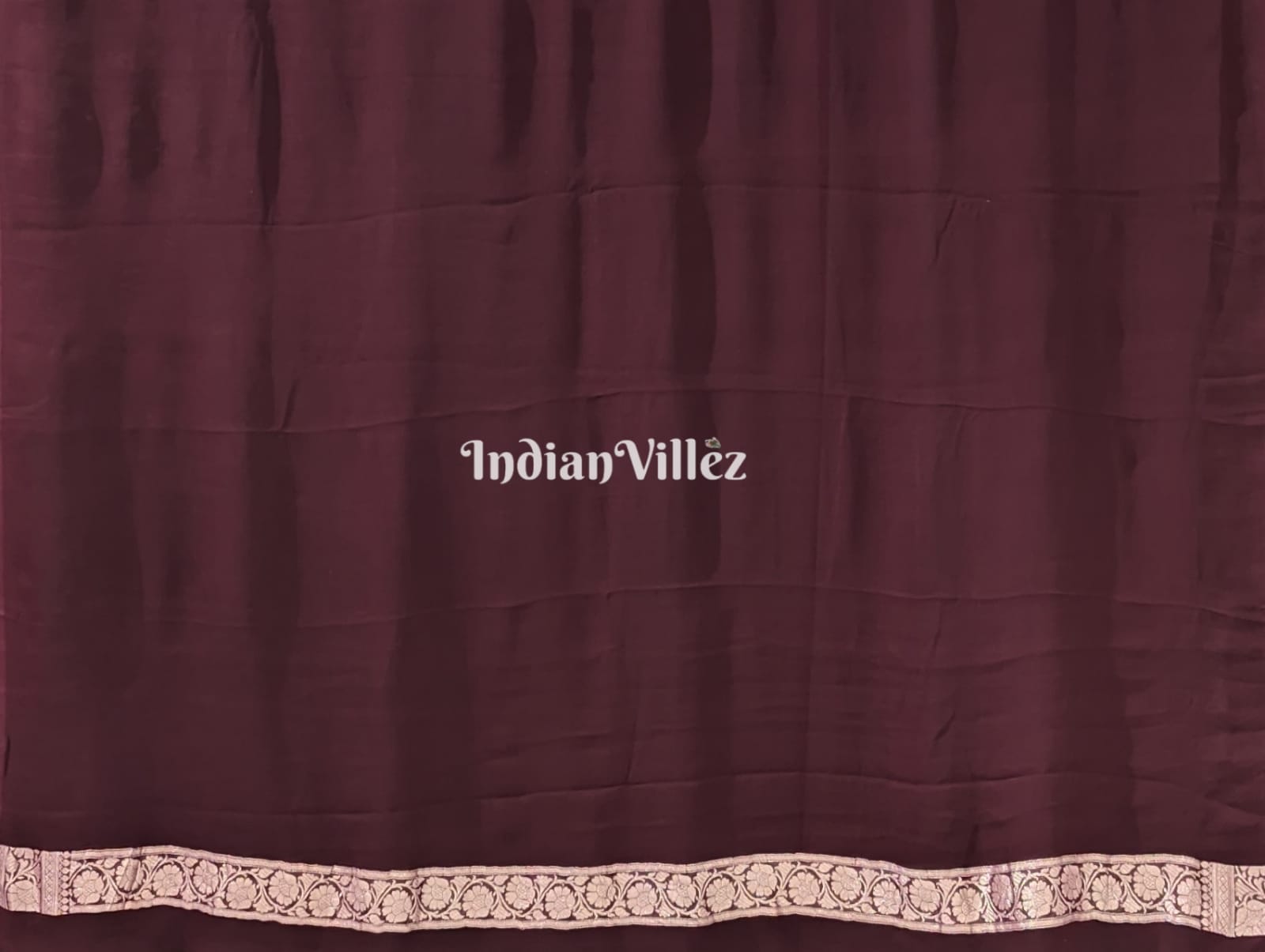 Chocolate Brown Khaddi Chiffon Banarasi Handloom Saree