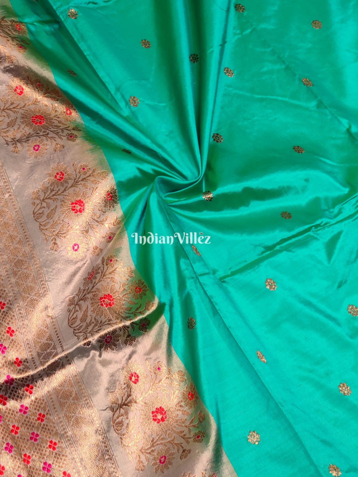 Sea Green Pure Banarasi Katan Silk Saree