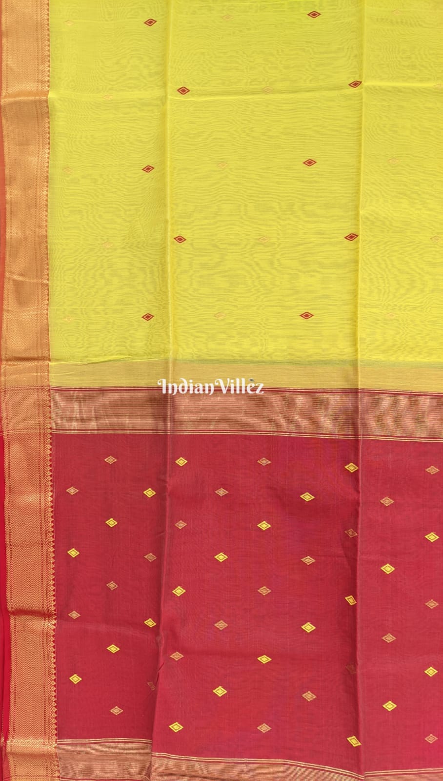 Yellow Maheshwari Handloom Cotton*Silk Saree