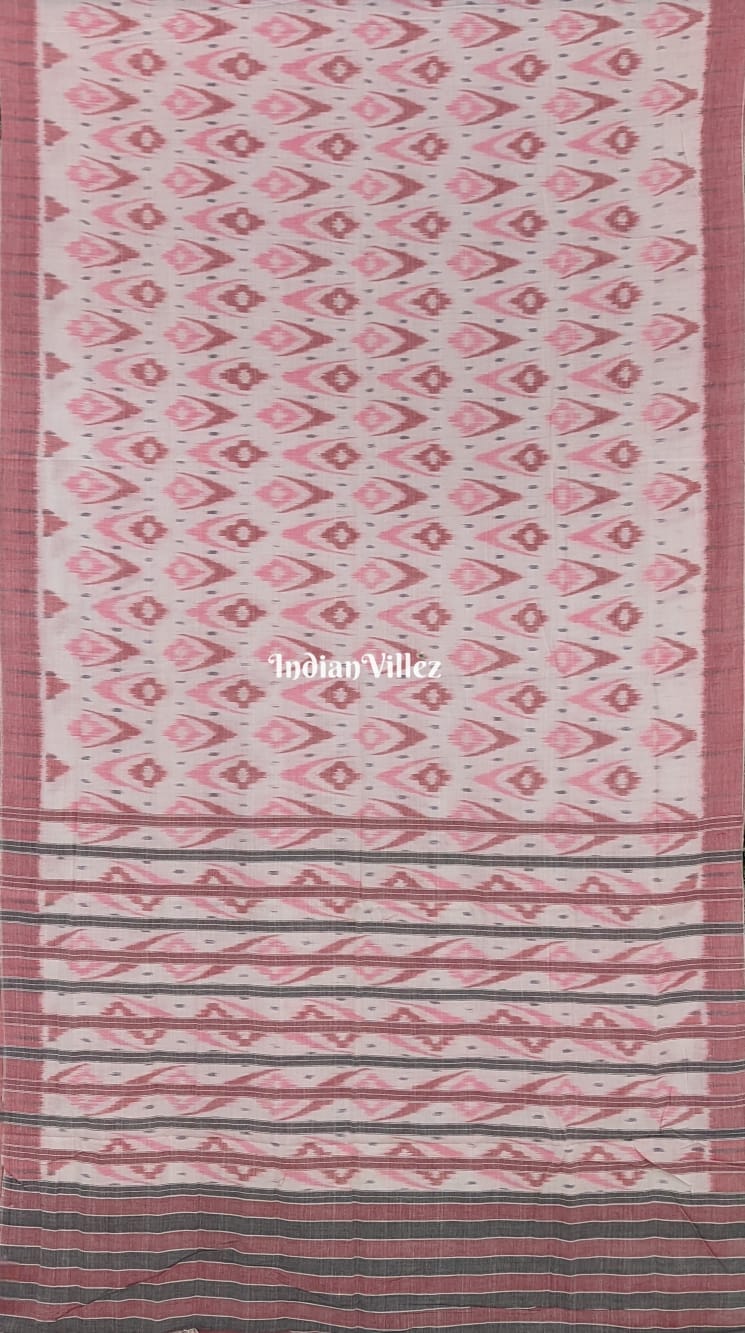 White Odisha Ikat Sambalpuri Cotton Saree