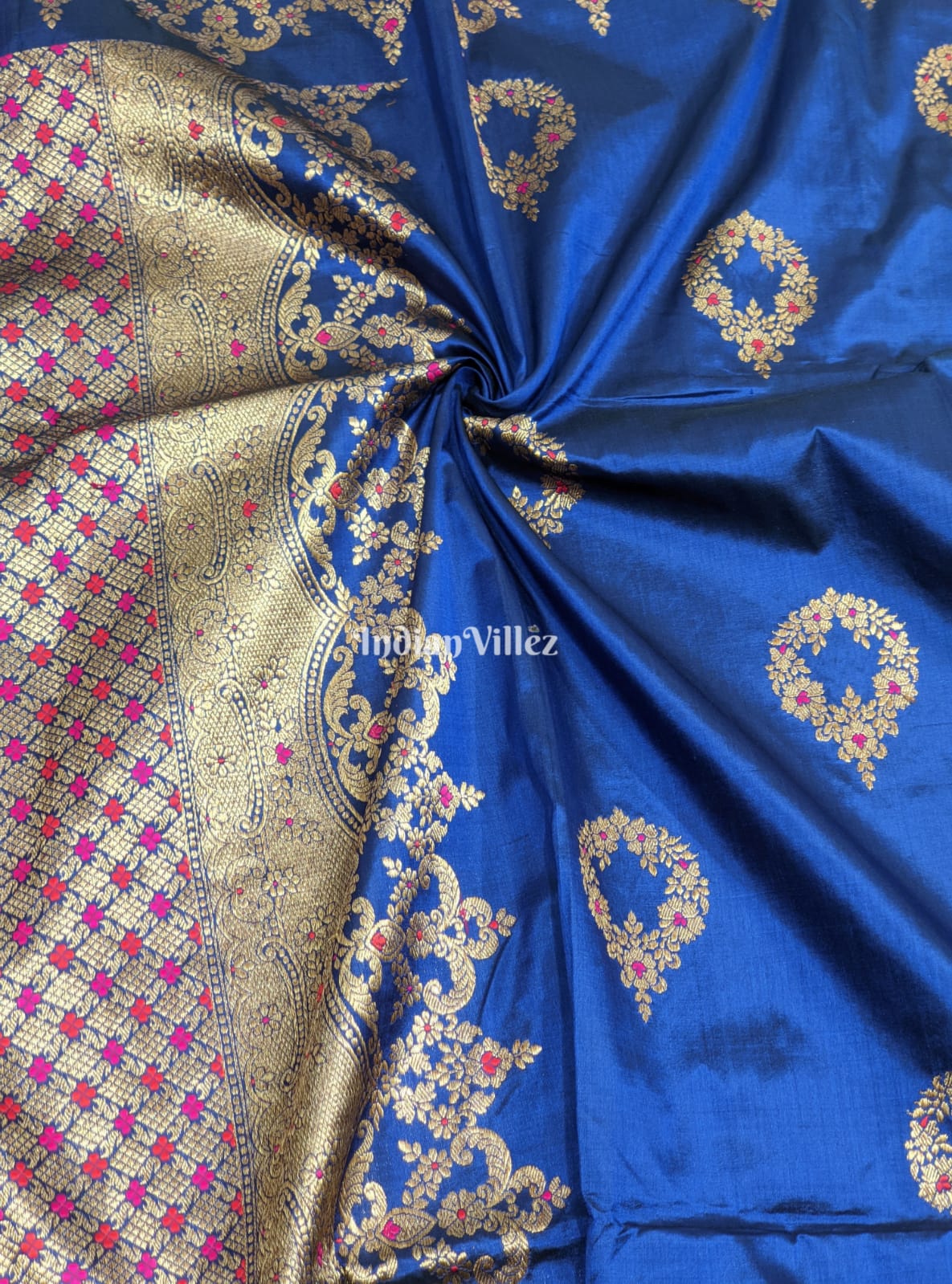 Midnight Blue Pure Banarasi Katan Silk Saree